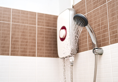 Tankless water heater in the shower